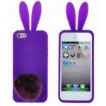 Wholesale iPhone 5 5S 3D Bunny Case with Stand Up Tail (Purple)